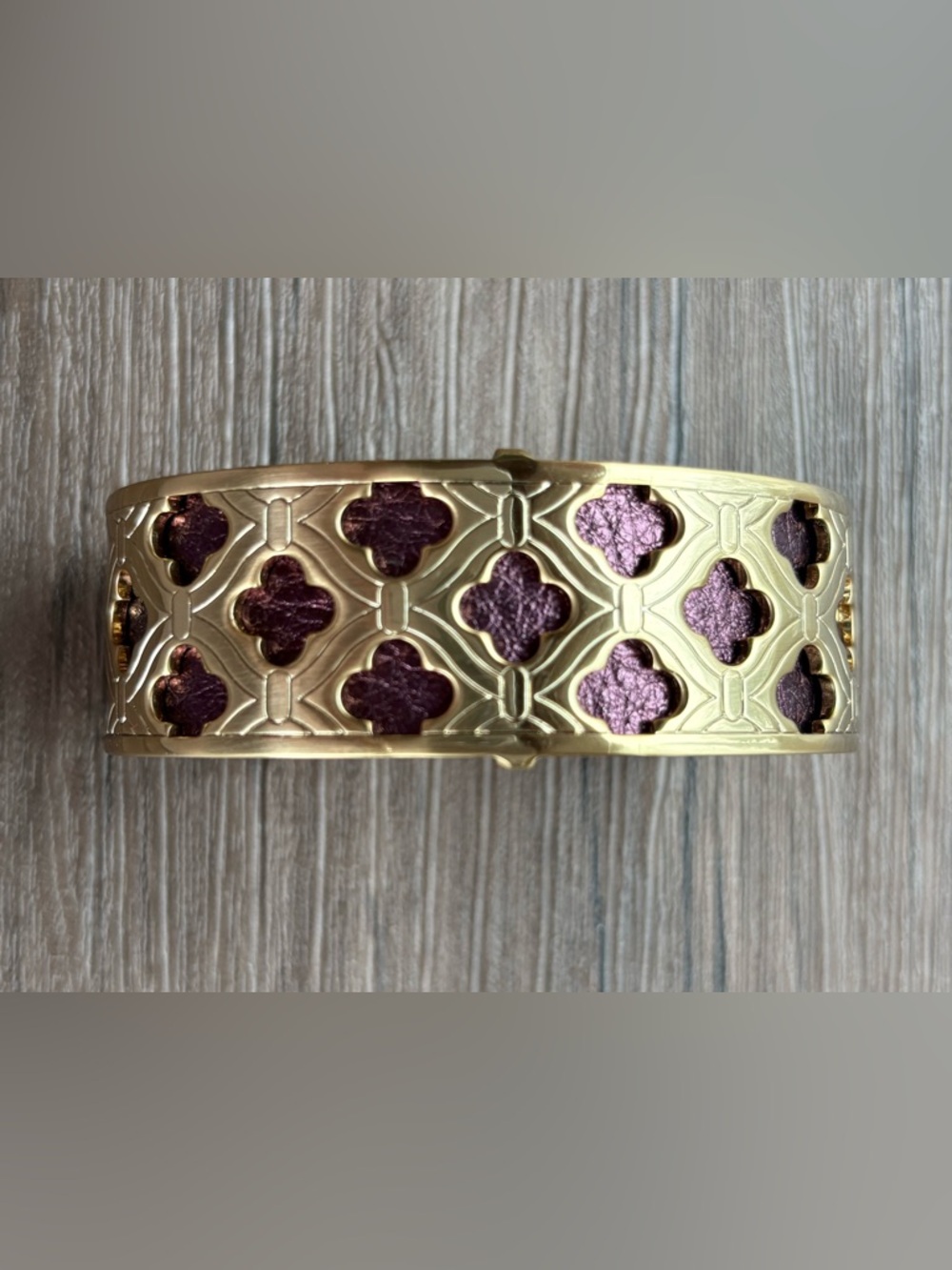 Brighton Gold-Tone Cuff Bracelet with Silver Inlay